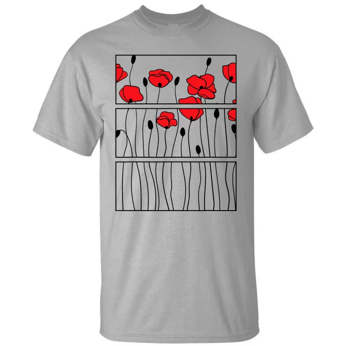 Soft Grunge Poppy Flower Black And Red Tall T-Shirt