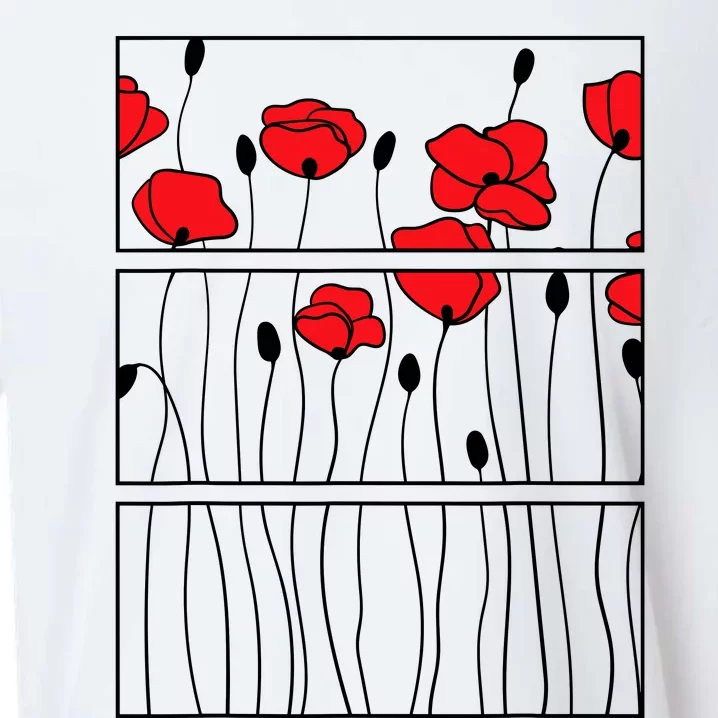 Soft Grunge Poppy Flower Black And Red Sueded Cloud Jersey T-Shirt