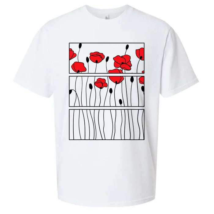 Soft Grunge Poppy Flower Black And Red Sueded Cloud Jersey T-Shirt