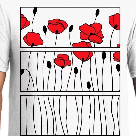 Soft Grunge Poppy Flower Black And Red Pajama Set