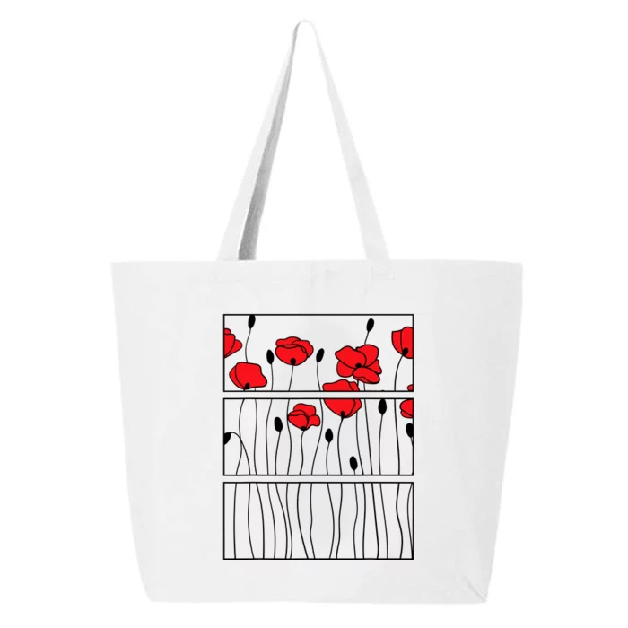 Soft Grunge Poppy Flower Black And Red 25L Jumbo Tote