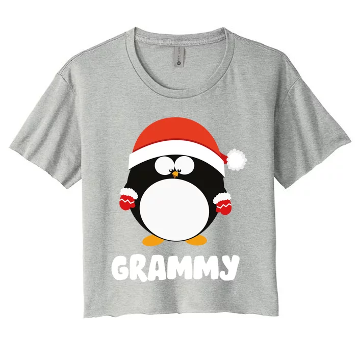 Santa Grammy Penguin Christmas Family Matching Costume Gift Women's Crop Top Tee