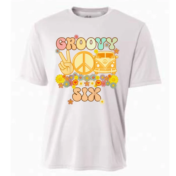 Six Groovy Party Decorations Hippie Groovy Flowers 6th Bday Cooling Performance Crew T-Shirt