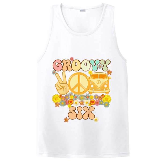 Six Groovy Party Decorations Hippie Groovy Flowers 6th Bday Performance Tank