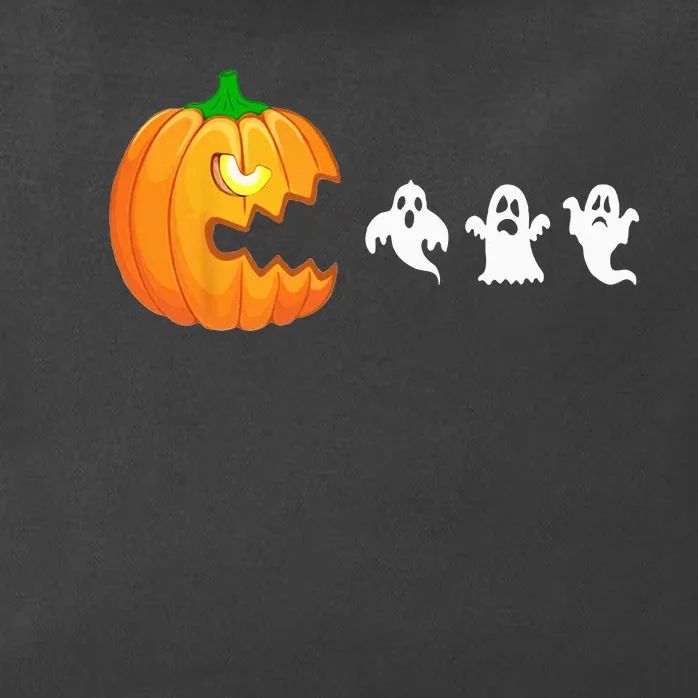 Spooky Gamer: Pumpkin Devouring Ghostly Fun Zip Tote Bag