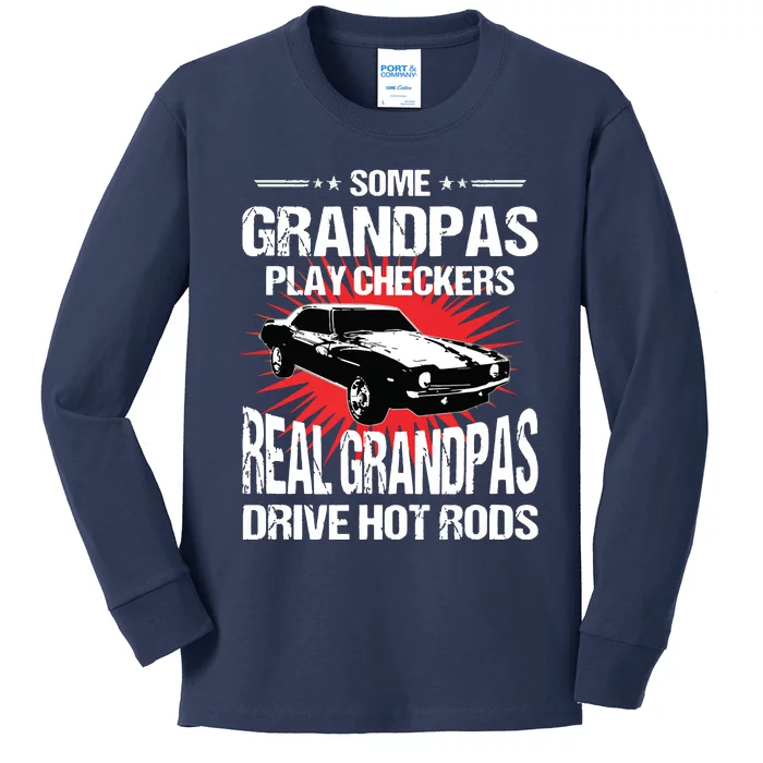 Some Grandpas Play Checkers Cars Racing Kids Long Sleeve Shirt