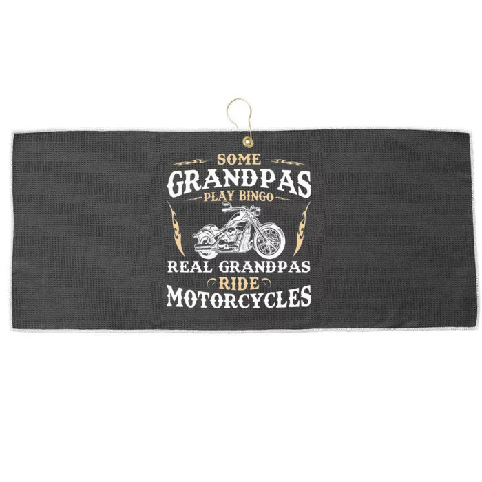 Some Grandpas Play Bingo Real Grandpas Ride Motorcycles Large Microfiber Waffle Golf Towel