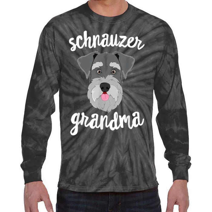 Schnauzer Grandma Pawma Dog Grandparents Grand Maw Tie-Dye Long Sleeve Shirt