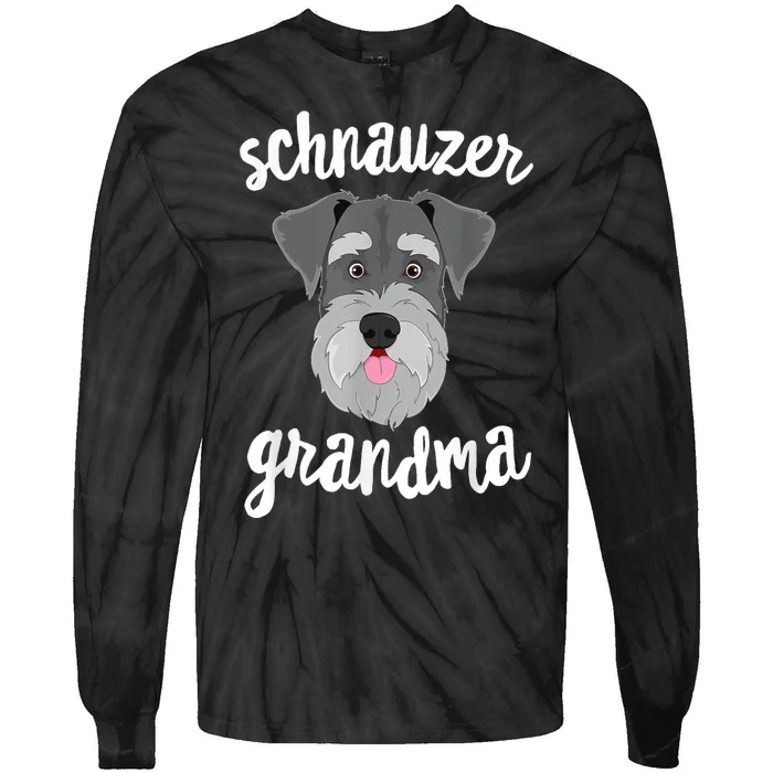 Schnauzer Grandma Pawma Dog Grandparents Grand Maw Tie-Dye Long Sleeve Shirt