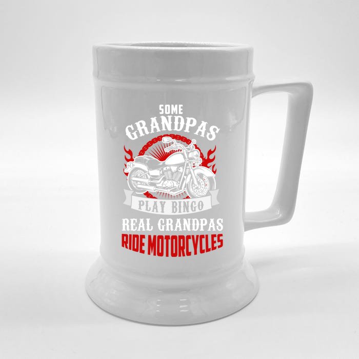 Some Grandpas Play Bingo Real Grandpas Ride Motorcycles Meaningful Gift Front & Back Beer Stein