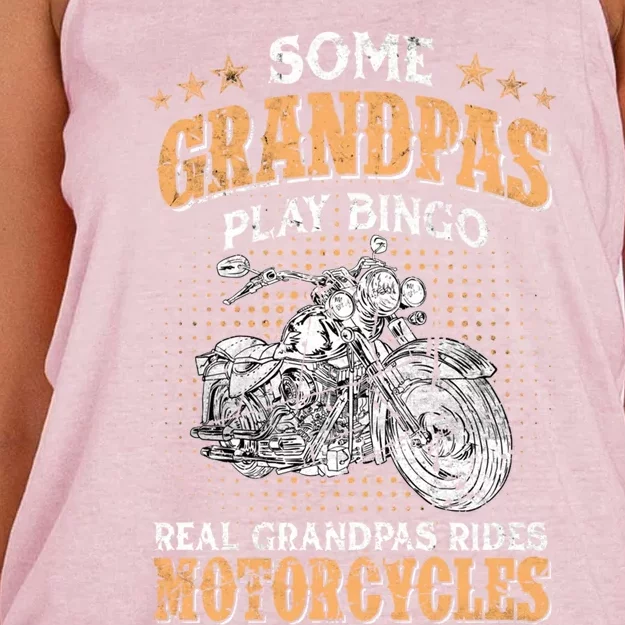 Some Grandpas Play Bingo Real Grandpas Ride Motorcycles Gift Women's Knotted Racerback Tank