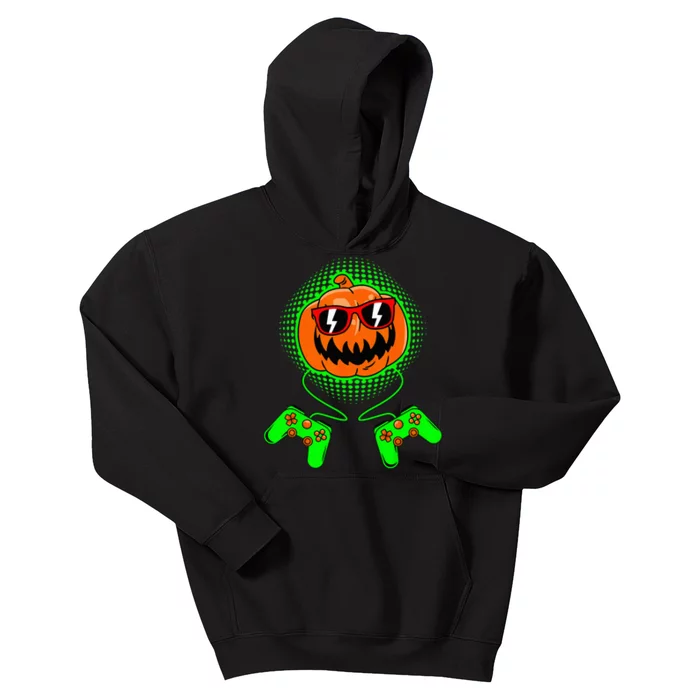 Spooky Gamer Pumpkin Halloween Costume Kids Hoodie