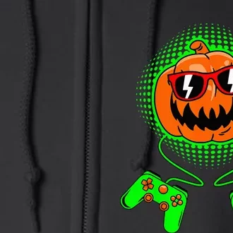 Spooky Gamer Pumpkin Halloween Costume Full Zip Hoodie