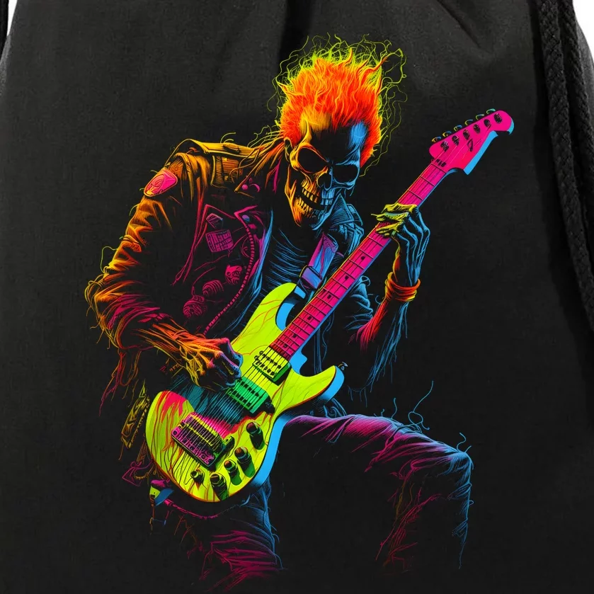 Skeleton Graphic Playing Guitar Rock Band Drawstring Bag