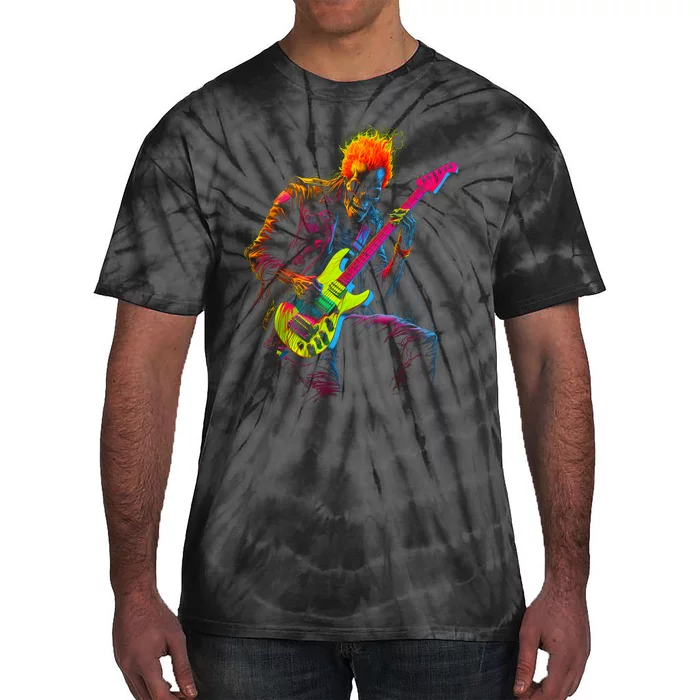 Skeleton Graphic Playing Guitar Rock Band Tie-Dye T-Shirt