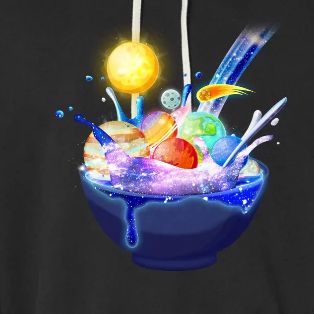 Space Galaxy Planets Cereal Bowl Garment-Dyed Fleece Hoodie