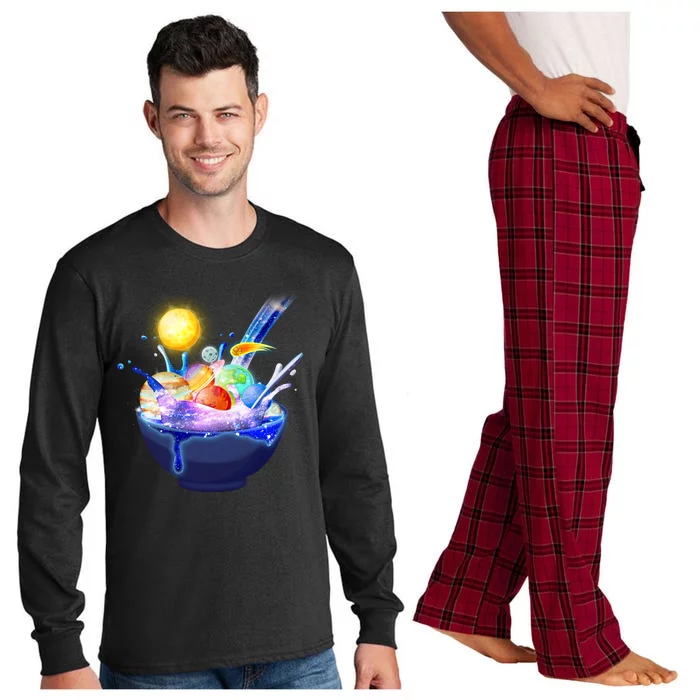 Space Galaxy Planets Cereal Bowl Long Sleeve Pajama Set