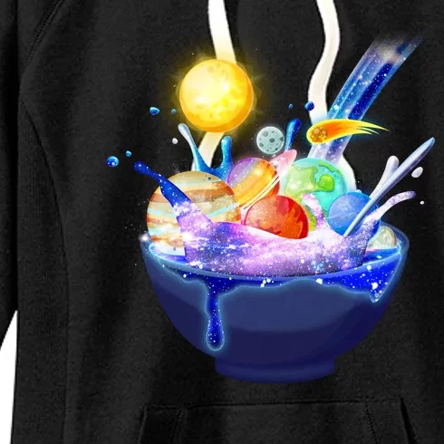 Space Galaxy Planets Cereal Bowl Women's Fleece Hoodie