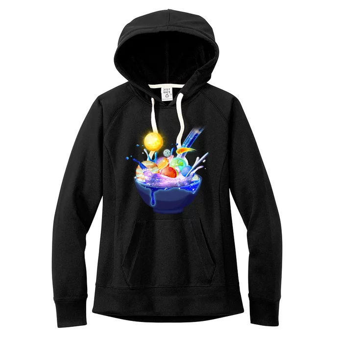 Space Galaxy Planets Cereal Bowl Women's Fleece Hoodie