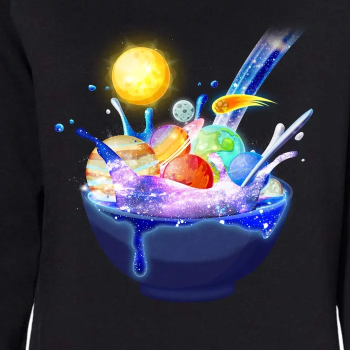 Space Galaxy Planets Cereal Bowl Womens California Wash Sweatshirt