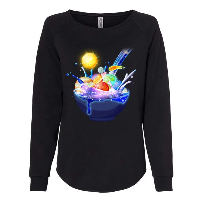 Space Galaxy Planets Cereal Bowl Womens California Wash Sweatshirt