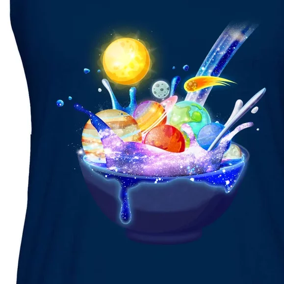 Space Galaxy Planets Cereal Bowl Ladies Essential Flowy Tank