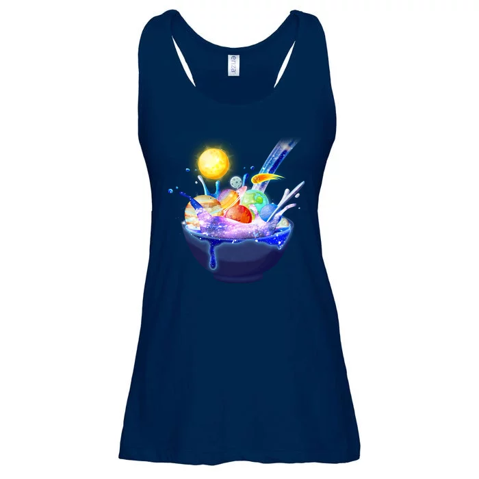 Space Galaxy Planets Cereal Bowl Ladies Essential Flowy Tank