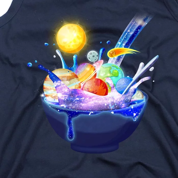 Space Galaxy Planets Cereal Bowl Tank Top