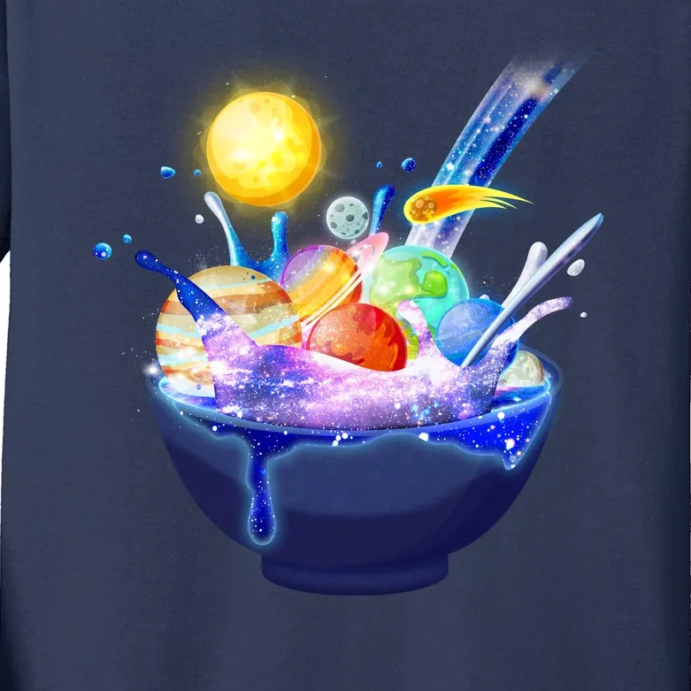 Space Galaxy Planets Cereal Bowl Kids Long Sleeve Shirt