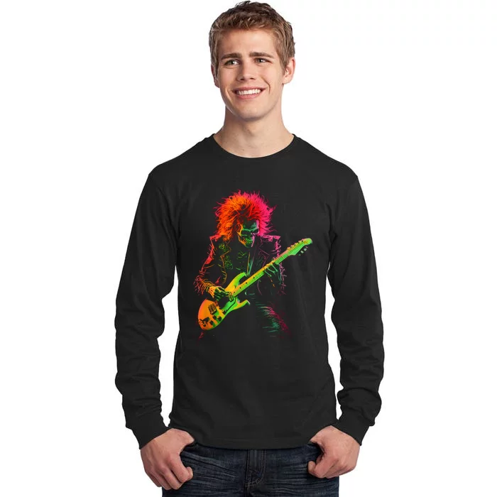 Skeleton Graphic Playing Guitar Rock Band Tall Long Sleeve T-Shirt