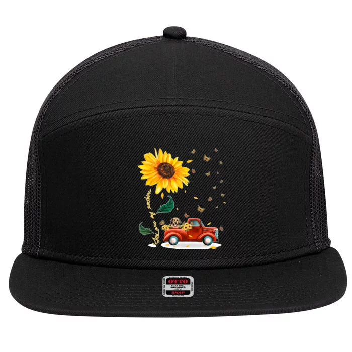 Sunflower Golden Retriever Head Funny Dog 7 Panel Mesh Trucker Snapback Hat