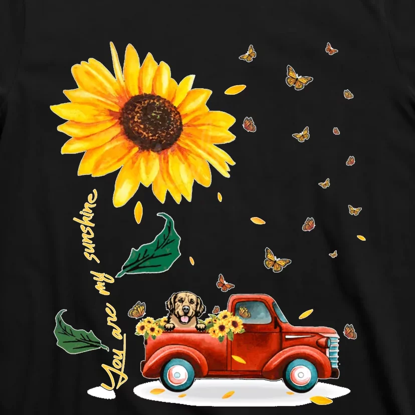 Sunflower Golden Retriever Head Funny Dog T-Shirt