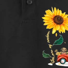 Sunflower Golden Retriever Head Funny Dog Dry Zone Grid Performance Polo