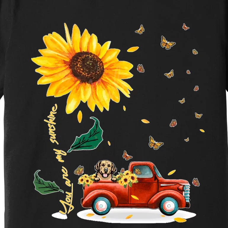 Sunflower Golden Retriever Head Funny Dog Premium T-Shirt