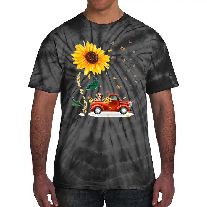 Sunflower Golden Retriever Head Funny Dog Tie-Dye T-Shirt