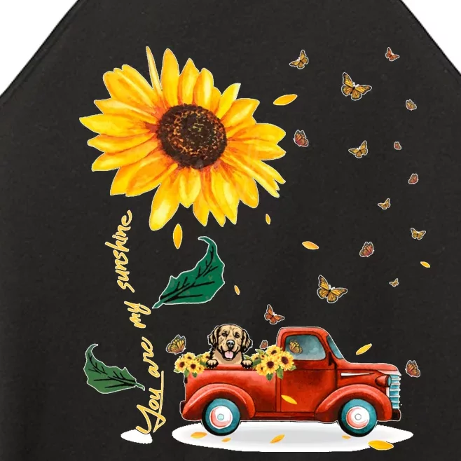 Sunflower Golden Retriever Head Funny Dog Women’s Perfect Tri Rocker Tank