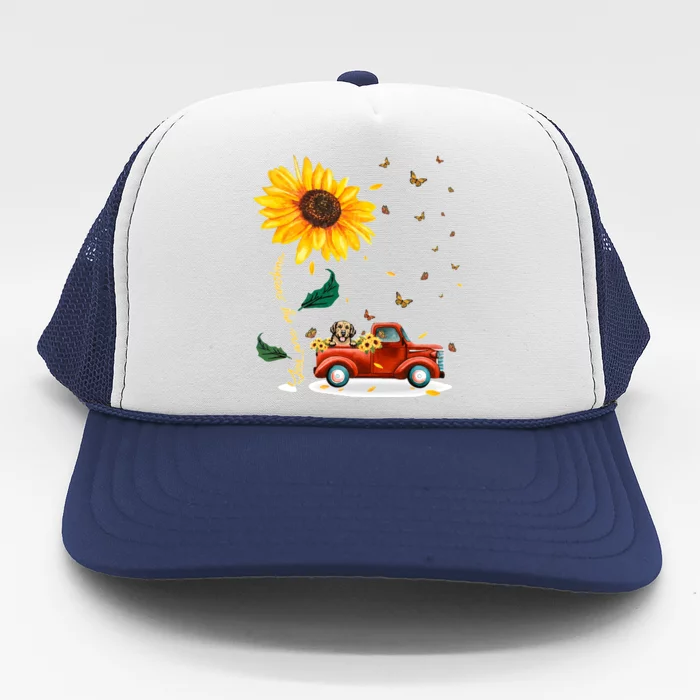 Sunflower Golden Retriever Head Funny Dog Trucker Hat