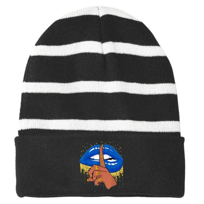 Sigma Gamma Rho 1922 African American Cool Lips Bite Gamma Striped Beanie with Solid Band