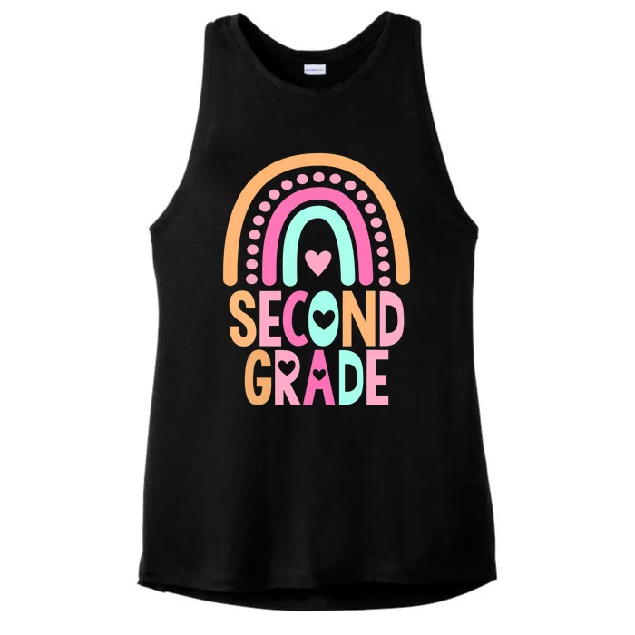 Second Grade Rainbow Girl Boy Teacher Cute 2nd Grade Squad Ladies Tri-Blend Wicking Tank