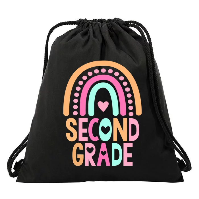 Second Grade Rainbow Girl Boy Teacher Cute 2nd Grade Squad Drawstring Bag