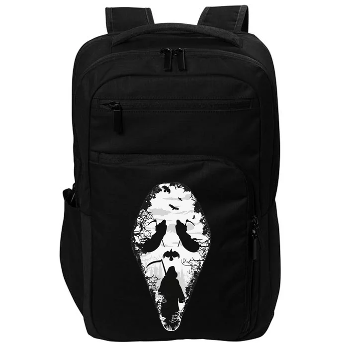 Scary Grim Reaper Halloween Scream Mask Horror Design Impact Tech Backpack