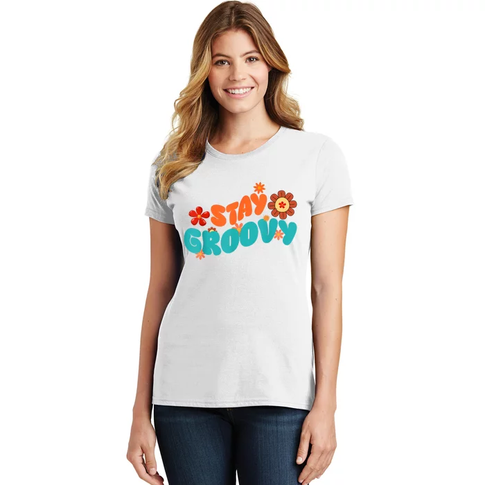 Stay Groovy Retro Floral Design For Hippie Lovers Women's T-Shirt