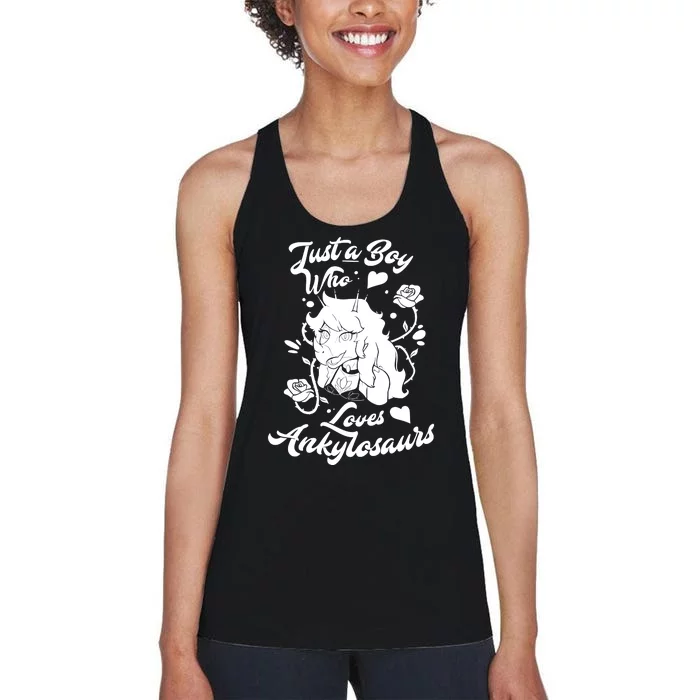 Snoot Game Rosa Just A Boy Who Loves Ankylosaurs Women's Racerback Tank