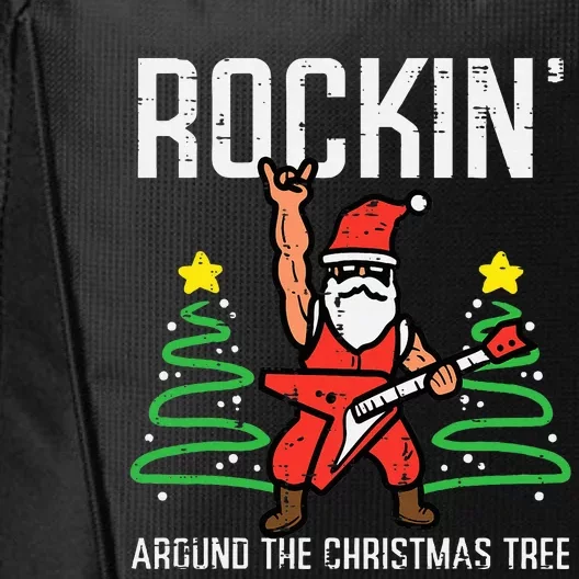 Santa Guitar Rockin Christmas Tree Funny Xmas Rocker City Backpack