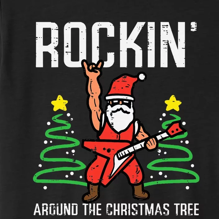 Santa Guitar Rockin Christmas Tree Funny Xmas Rocker ChromaSoft Performance T-Shirt