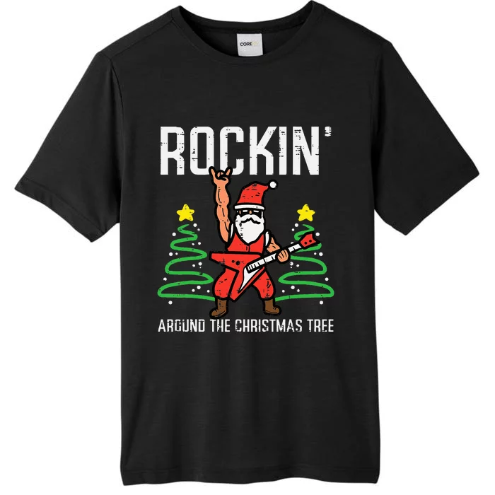 Santa Guitar Rockin Christmas Tree Funny Xmas Rocker ChromaSoft Performance T-Shirt