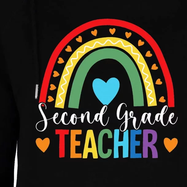 Second Grade Rainbow Funny Back To School 2nd Grade Teacher Womens Funnel Neck Pullover Hood