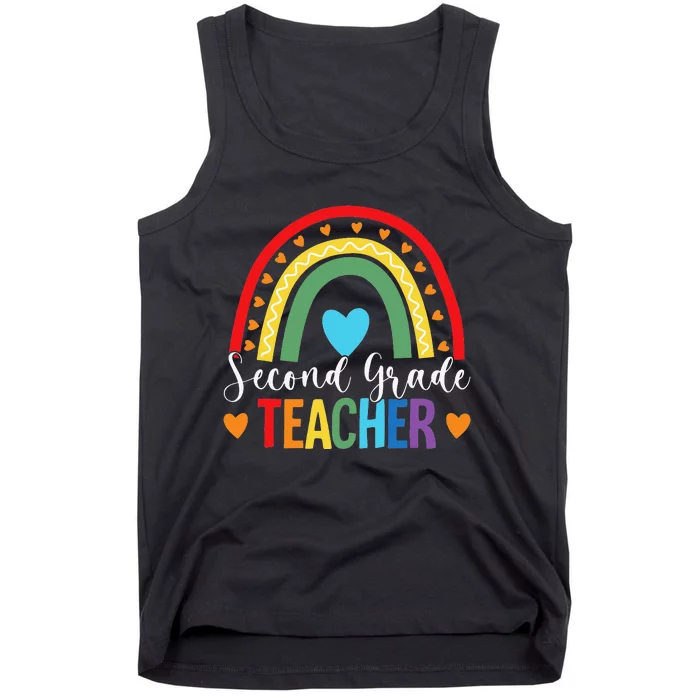 Second Grade Rainbow Funny Back To School 2nd Grade Teacher Tank Top