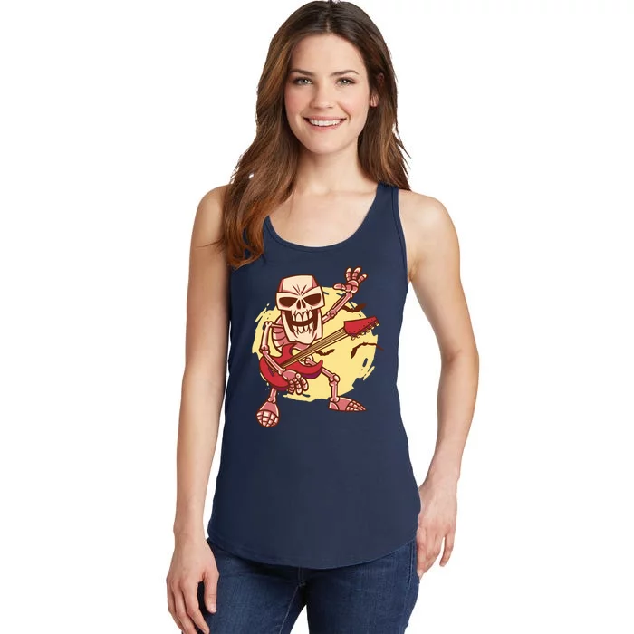 Skeleton Guitar Rock Ladies Essential Tank