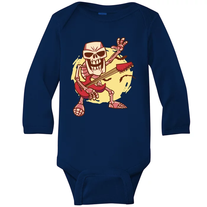 Skeleton Guitar Rock Baby Long Sleeve Bodysuit